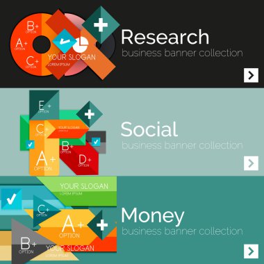 Düz tasarım kağıt Infographic afiş kümesi