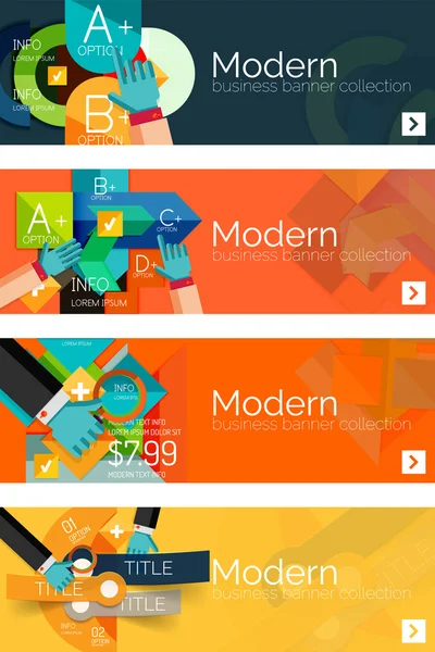 Raccolta di concetti e banner infografici flat web, vari set universali — Vettoriale Stock