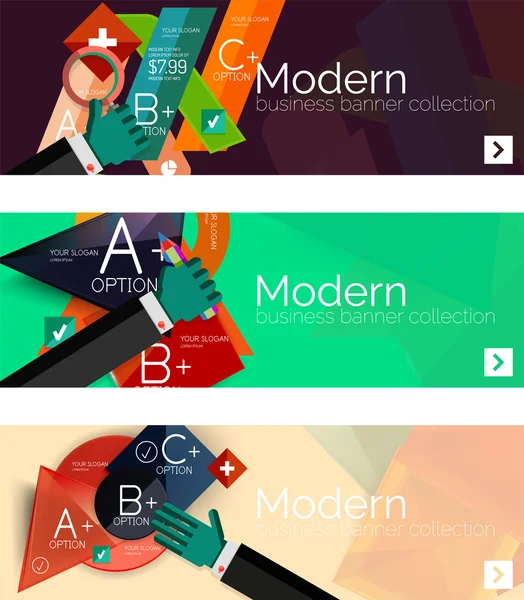 Bandeiras de infográfico de design plano moderno — Vetor de Stock