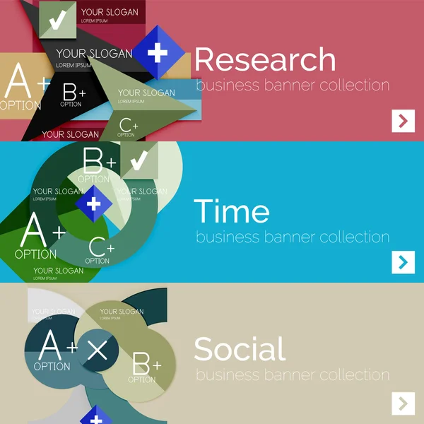 Conjunto de banner de información moderna plana — Archivo Imágenes Vectoriales