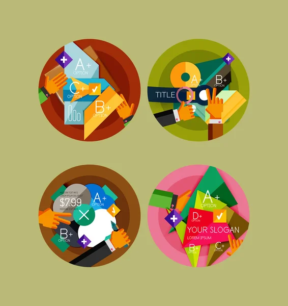 Conjunto de iconos de infografía círculo de diseño plano — Vector de stock