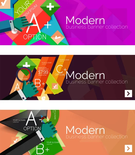 Bandeiras de infográfico de design plano moderno — Vetor de Stock