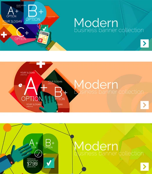 Bandeiras de infográfico de design plano moderno — Vetor de Stock