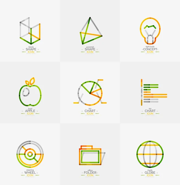 Ensemble minimal d'icônes web de conception de lignes minces — Image vectorielle