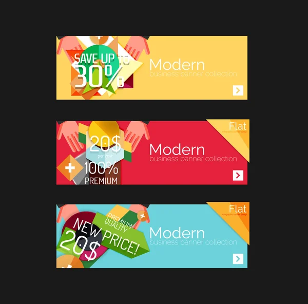 Set van banners met stickers, etiketten en elementen te koop — Stockvector