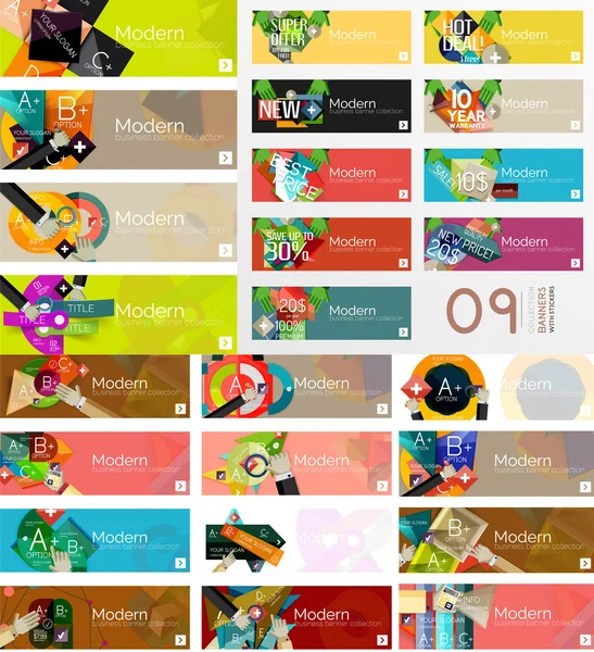 Mega collection of flat design infographic banners — Stock Vector