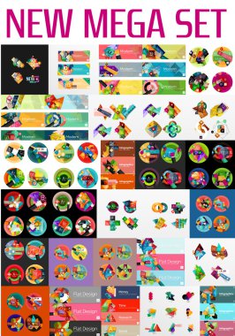 Düz web infographics mega toplama