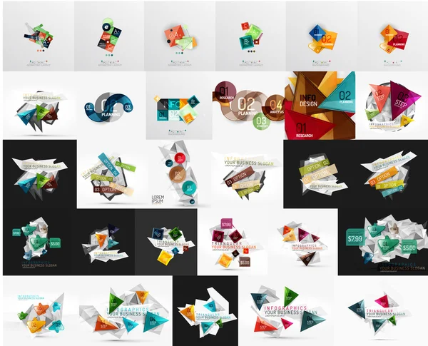 Mega conjunto de decoraciones geométricas abstractas de banner web — Vector de stock