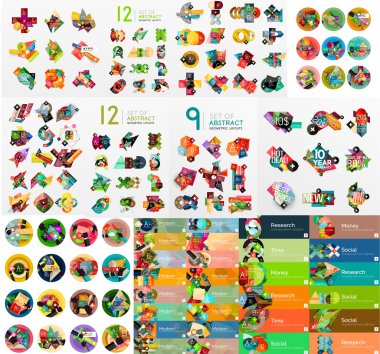 Düz web infographics mega toplama