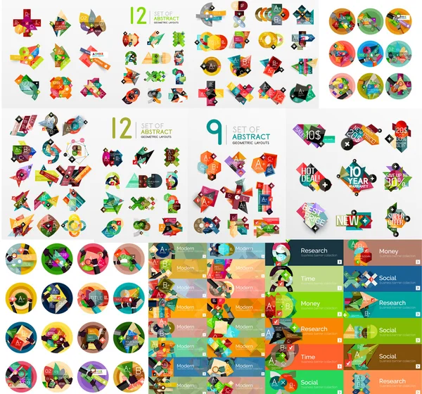 Mega colección de infografías web planas — Vector de stock