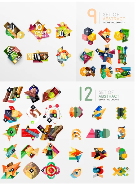 Mega collection de bannières graphiques en papier, étiquettes — Image vectorielle