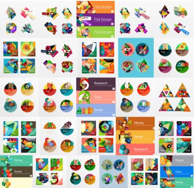 Düz web infographics mega toplama