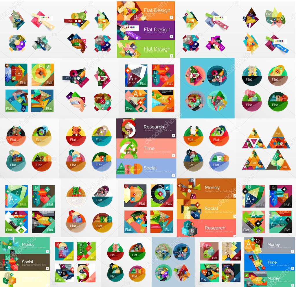 Mega collection of flat web infographics