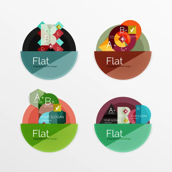 Set di icone infografiche a cerchio piatto — Vettoriale Stock