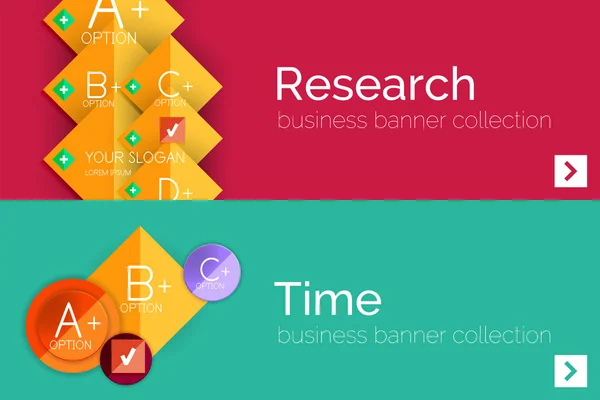 Spanduk desain datar infografis dengan diagram geometris - Stok Vektor