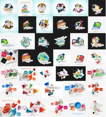 Soyut üçgen geometrik Evrensel tasarım şablonları kümesi. Arka plan, Infographic veya app konsept tasarımları