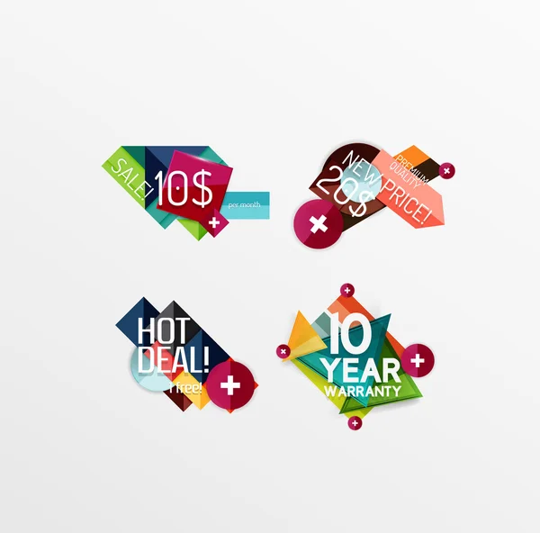 Set etiketten, stickers, banners, insignes en elementen te koop — Stockvector