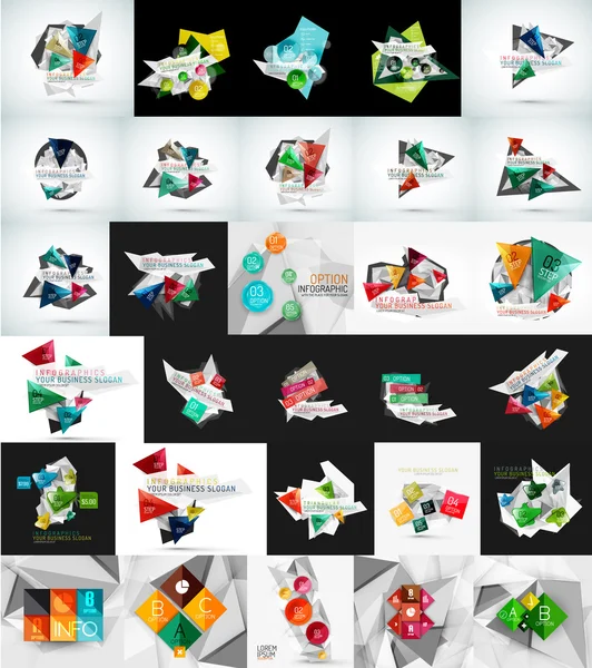 Mega verzameling van abstracte geometrische web banner decoraties — Stockvector