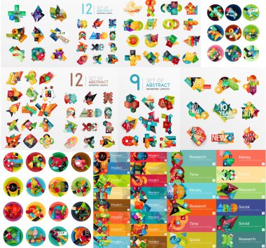 Düz web infographics mega toplama