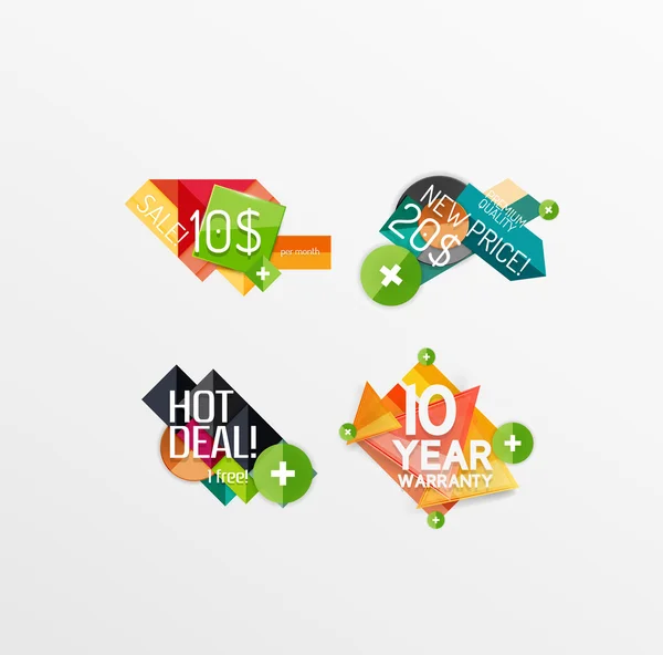 Set etiketten, stickers, banners, insignes en elementen te koop — Stockvector