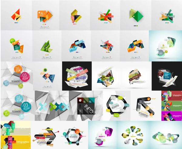 Mega conjunto de decoraciones geométricas abstractas de banner web — Archivo Imágenes Vectoriales