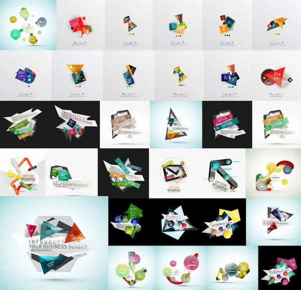 Mega conjunto de decoraciones geométricas abstractas de banner web — Archivo Imágenes Vectoriales