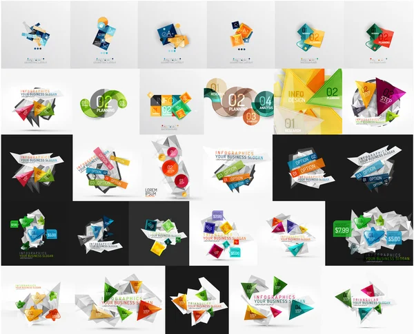 Mega conjunto de decoraciones geométricas abstractas de banner web — Vector de stock