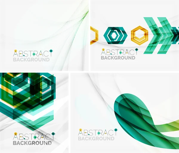 Conjunto de fondos geométricos abstractos. Ondas, triángulos, líneas — Vector de stock