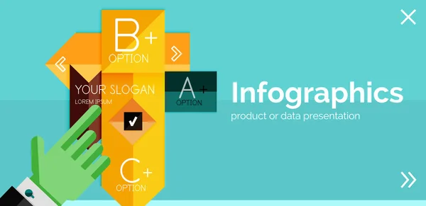 Инфографический плоский баннер с руками — стоковый вектор