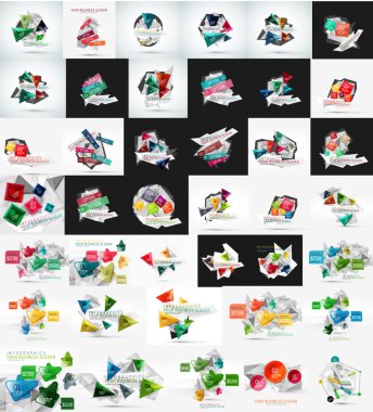 Soyut üçgen geometrik Evrensel tasarım şablonları kümesi. Arka plan, Infographic veya app konsept tasarımları