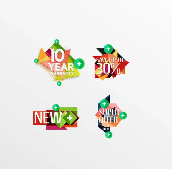 Set etiketten, stickers, banners, insignes en elementen te koop — Stockvector