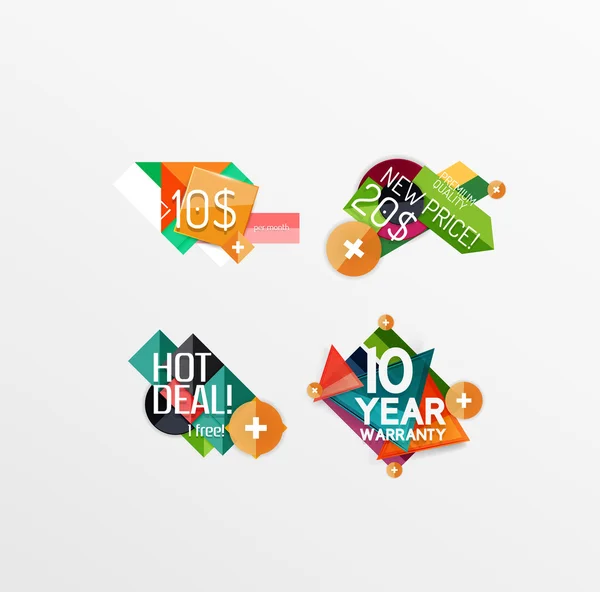 Set etiketten, stickers, banners, insignes en elementen te koop — Stockvector