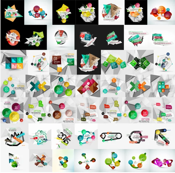 Super mega set abstracte geometrische papier grafische indelingen — Stockvector