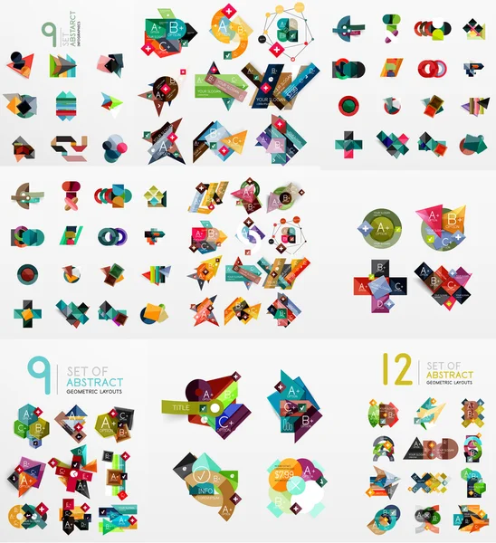 Set van abstracte papier elementen, infographics sjablonen, presentatie, banners — Stockvector
