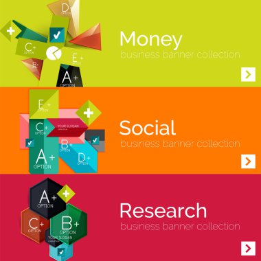 Düz tasarım kağıt Infographic afiş kümesi