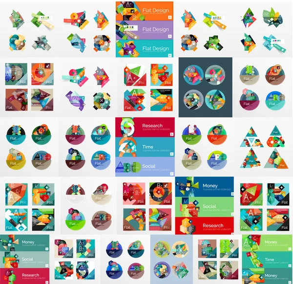Mega collection of flat web infographics — Stock Vector