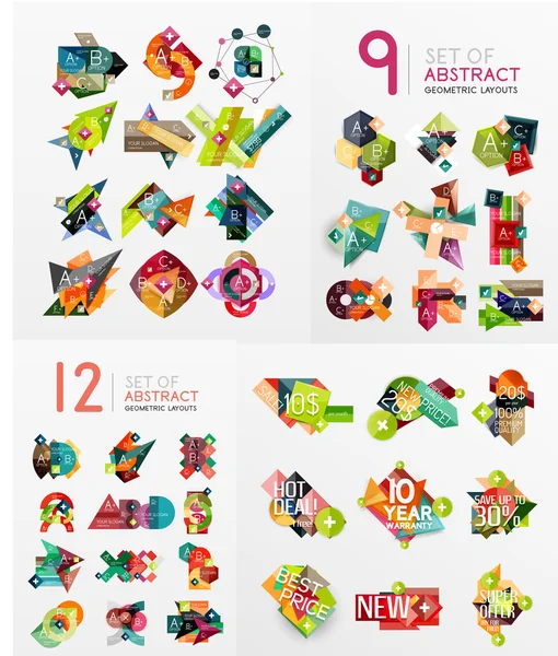 Diseños geométricos abstractos coloridos, mega colección — Vector de stock