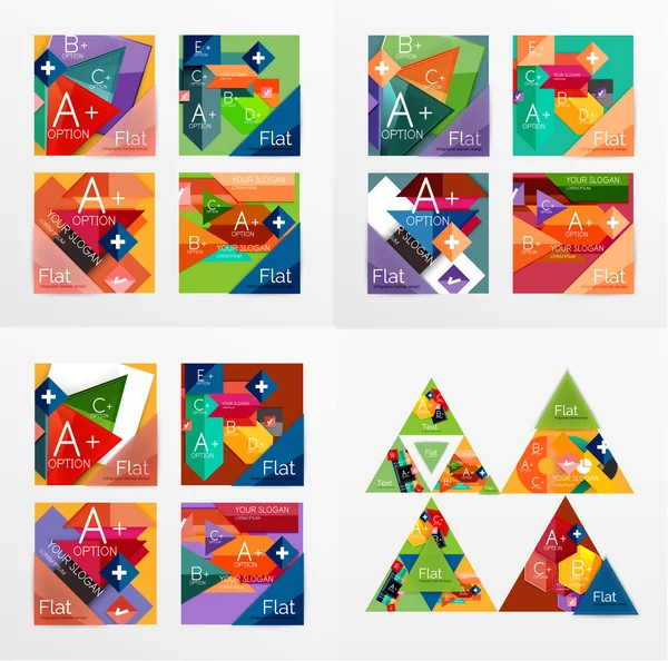 Platte ontwerp geometrische info banners, web vakken — Stockvector