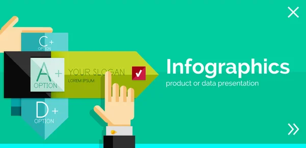 Infografisk flad design banner med hænder – Stock-vektor