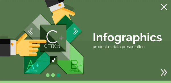 Infografisk flad design banner med hænder – Stock-vektor