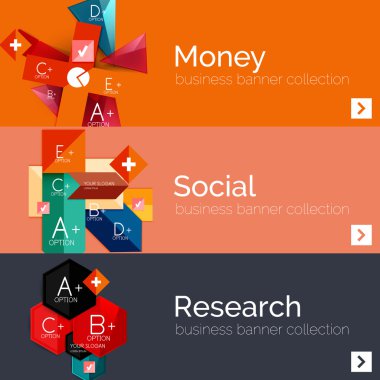 Düz tasarım kağıt Infographic afiş kümesi