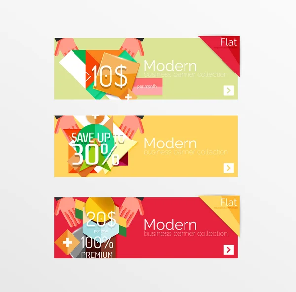 Set van banners met stickers, etiketten en elementen te koop — Stockvector