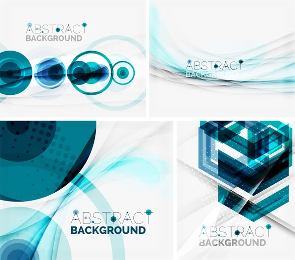 Set of abstract geometric backgrounds. Waves, triangles, lines — Stock Vector