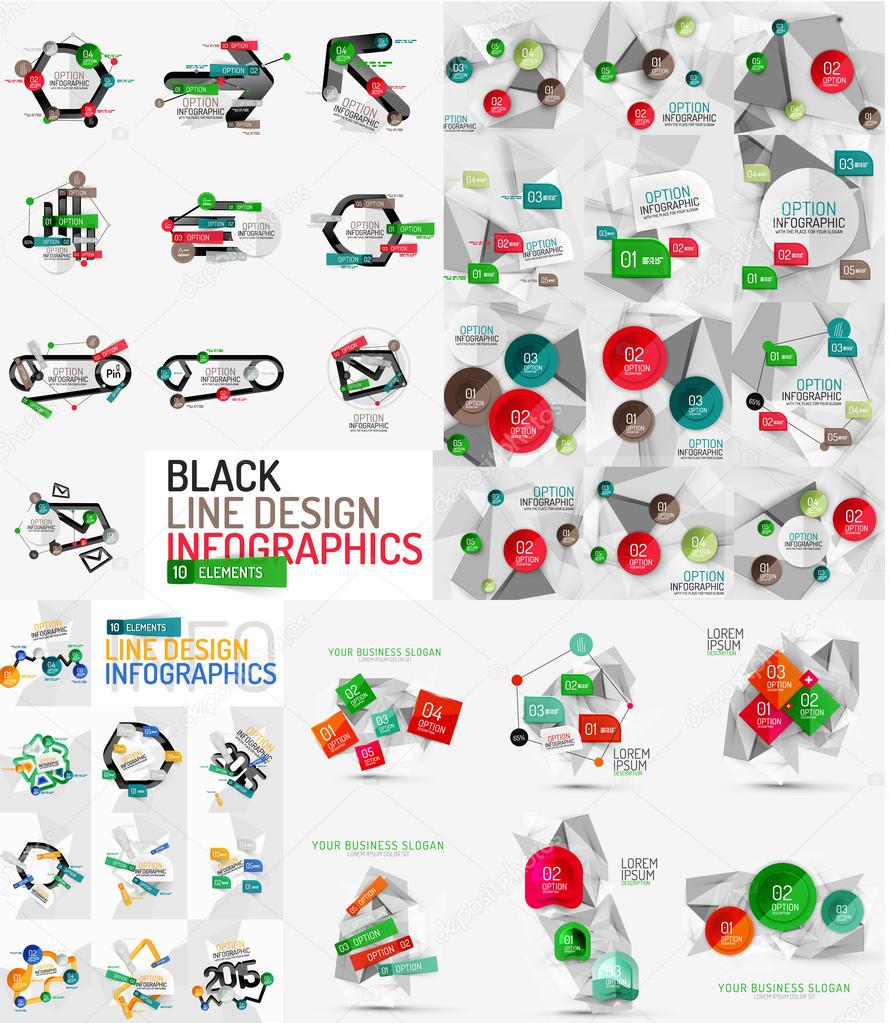 Vector mega set of modern business infographic templates