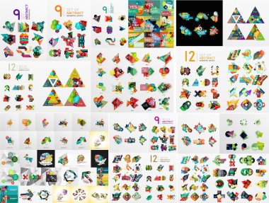 Soyut geometrik kağıt grafik düzenleri dizi süper mega