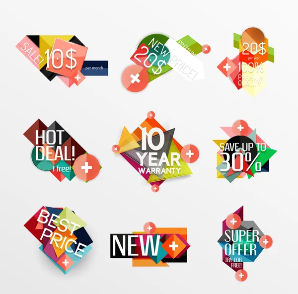 Set of labels, stickers, banners, badges and elements for sale — Stock Vector
