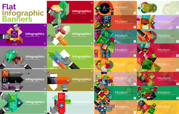 Mega collection of flat web infographic concepts and banners, various universal set — Stock Vector