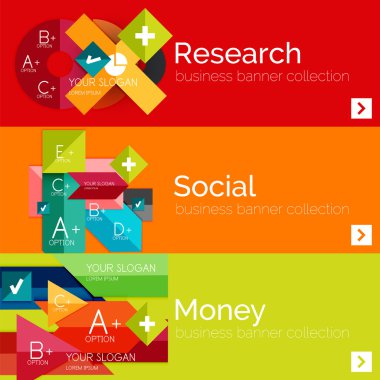Düz tasarım kağıt Infographic afiş kümesi
