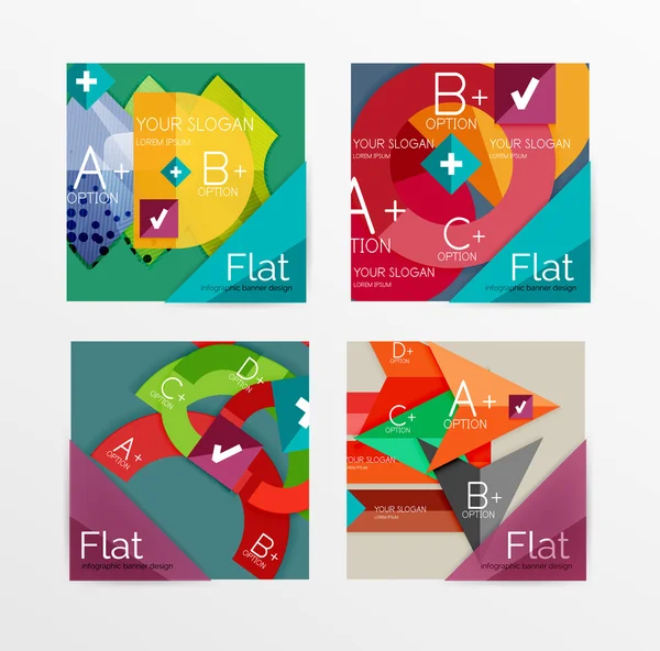 Flat design square shape infographic banner — Stock Vector