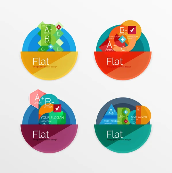 Ensemble d'icônes infographiques de cercle de conception plate — Image vectorielle